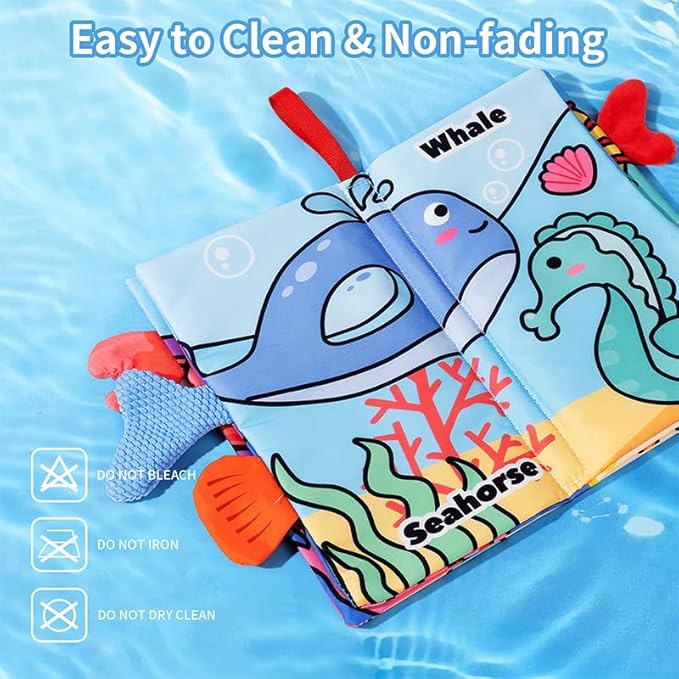 Baby Books 0-6 Months, 2PCS Crinkle Books for Babies, Touch and Feel Sensory Books for Babies, Infant Toys 0-6 Months, Soft Fabric Toy Shower Gift, Baby Crinkle Book - 4 Page Blue