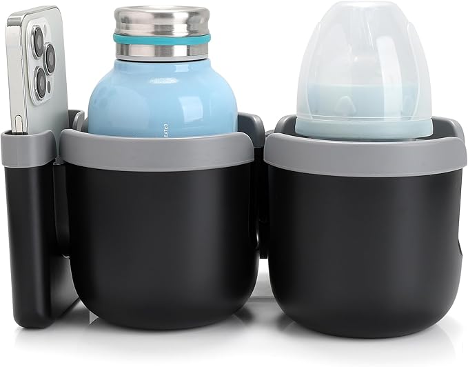 Accmor Stroller Cup Holder with Phone Holder, Bike Cup Holder, Universal Cup Holder for Uppababy Nuna Doona Strollers, 2-in-1 Cup Phone Holder for Stroller, Bike, Wheelchair, Walker, Scooter