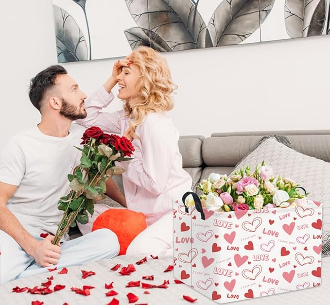 HIYAGON Rectangular Valentines Gift Basket - Pink Love Room Decor