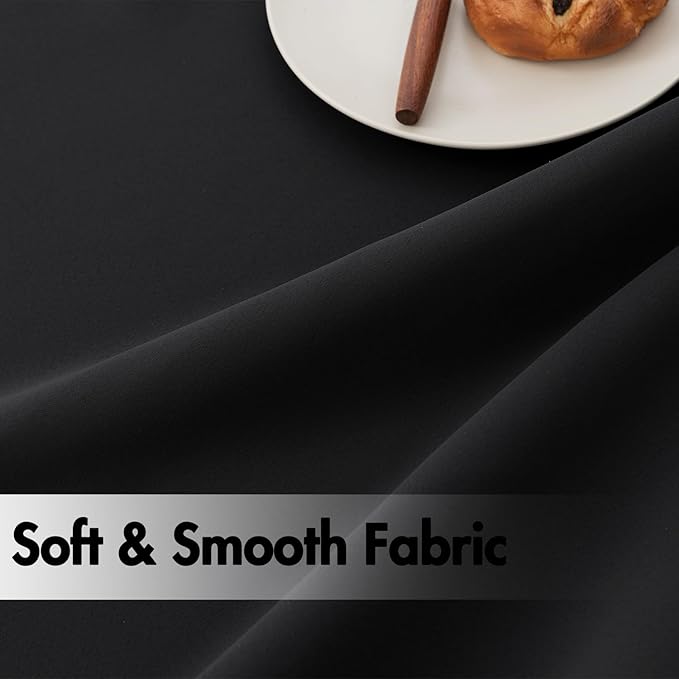 ANRODUO Back Tab Blackout Curtains for Bedroom Living Room, Rod Pocket Pinch Pleated Thermal Insulated Room Darkening Curtains 108 Inches Long 2 Panels, Black, 52 x 108 Inch