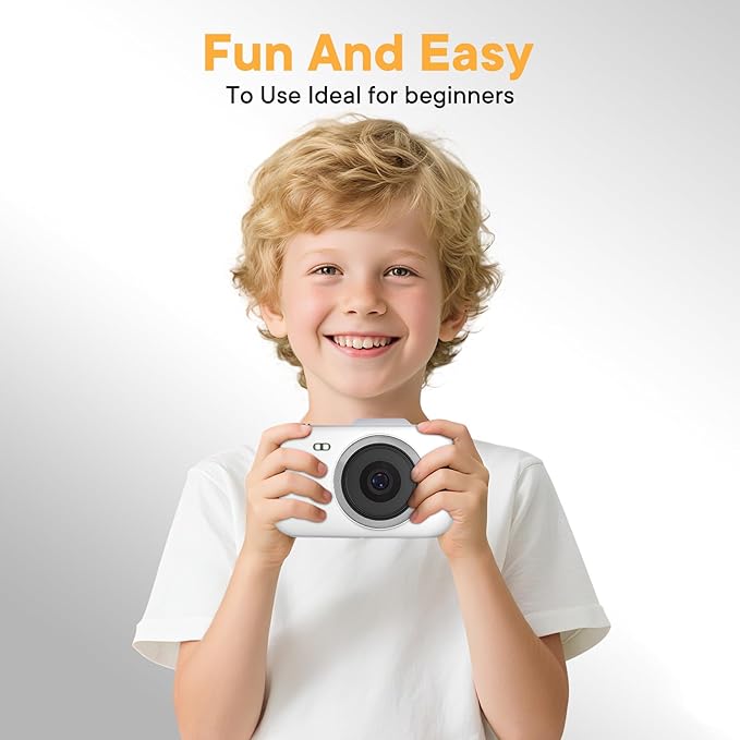 Digital Camera 4K 64MP - Vlogging Camera for Kids & Beginners | 18X Zoom Point and Shoot Camera Anti Shake, Compact with Flash, Gift for Boys Girls(White+Silver)