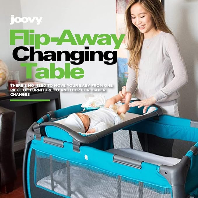 Joovy Room-Playard, Nursery Center, Bassinet, Changing-Table, Turquoise