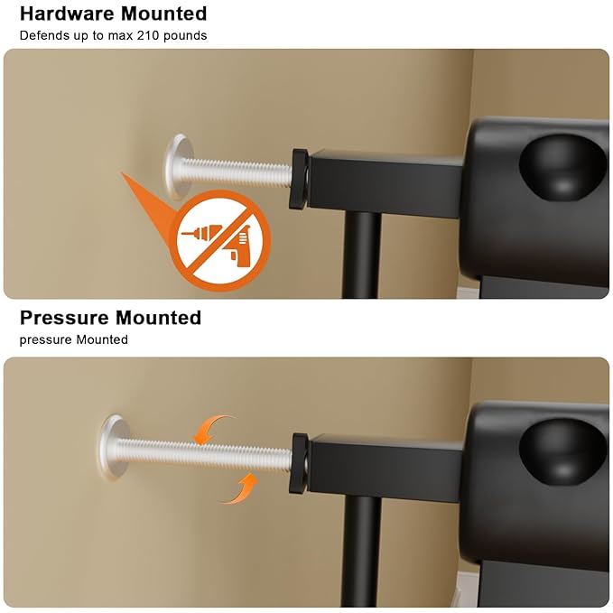 Extra Wide Baby Gate Extra Wide Pet Dog Gates for Stairs Doorways Black Metal Tension Indoor Safety Gates with Pressure Mount 71.5-76.38 Inch