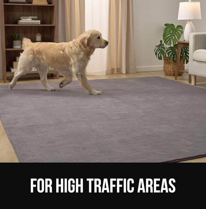 GORILLA GRIP Ultra Soft Washable Area Rug, 5x7, Stain and Slip Resistant Plush Thick Carpet for Bedroom Living Room, No Shed Floor Rugs, Pet Friendly, Dorm Essentials, Kids Nursery Home Decor, Black