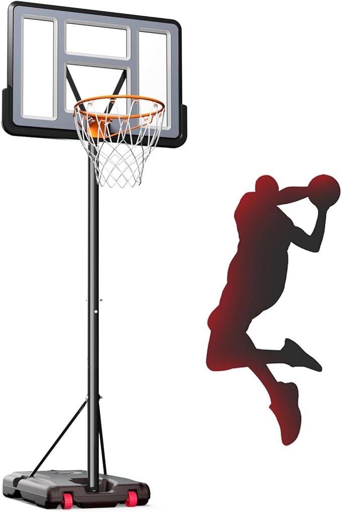 IGL Portable Basketball Hoop, 5.6-10FT Adjustable Basketball Goal System, 44 Inch Outdoor Basketball Hoop & Goals for Kids, Youth, and Adults in The Backyard, Driveway with PC Backboard
