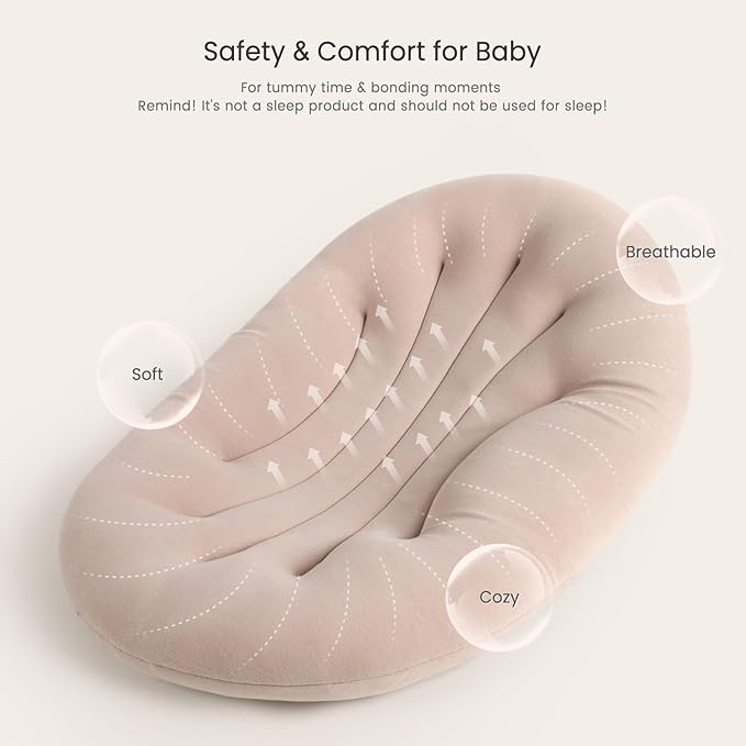 Baby Lounger for Newborn: Portable & Lightweight Pillow for Tummy Time Playtime & Diaper Changes - Skin-Friendly & Breathable for 0-12 Month Supervised Use