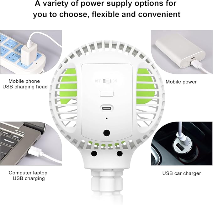 HomeLifairy Portable Stroller Fan, USB or Rechargeable Battery Operated with 3 Speeds and 360°Rotate, Cooling Clip On for Baby Crib Travel Car Seat White