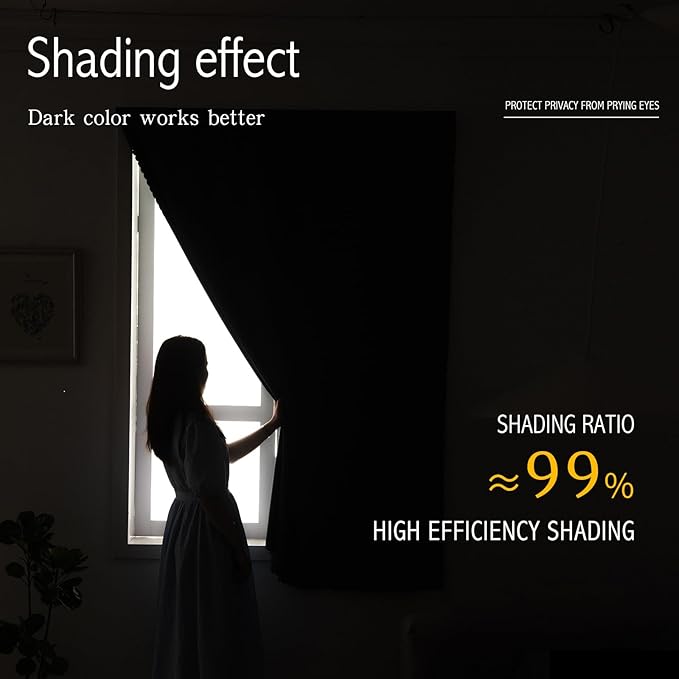 Adhesive Blackout Curtains- Self Stick Shades Window Blinds Curtains No Rod Needed Easy to Hang Curtains, Use for Bedroom, Living Room, Dining Room, Kitchen, Home Office, 59"W X 84"L, Black, 1 Panel