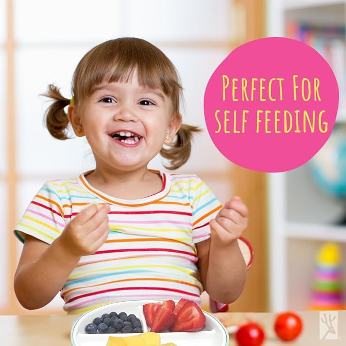 Elk and Friends Kids 7.8” Porcelain White Plates with Silicone Sleeves | Divided Plates | Suitable for Kids/Toddlers | Microwave & Dishwasher Safe | Non Slip | Snack Dishes