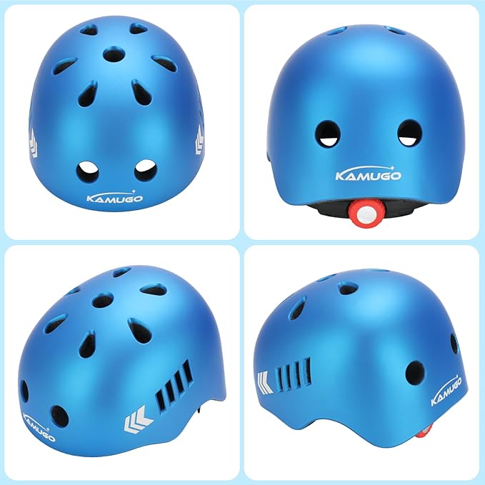 KAMUGO Kids Bike Helmet Set, Toddler Helmet for Ages 2-8 Boys Girls with Sports Protective Gear Set Knee Elbow Wrist Pads for Skateboard Cycling Scooter Rollerblading