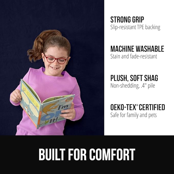 GORILLA GRIP Ultra Soft Washable Area Rug, 6x9, Stain and Slip Resistant Plush Thick Carpet for Bedroom Living Room, No Shed Floor Rugs, Pet Friendly, Dorm Essentials, Nursery Home Decor, Navy Blue