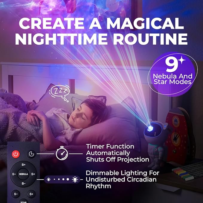 Color My Astronaut Galaxy Projector - DIY Spaceman Night Light with Acrylic Markers Kit & Space Stickers - Paint Your Own Lamp - Arts and Craft for Kids Ages 4-8 - Unique Gift for 5-10 Year Old Boys