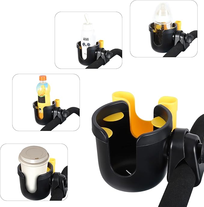 Accmor Stroller Cup Holder with Phone Holder, Bike Cup Holder, Universal Cup Holder for Uppababy Nuna Doona Strollers, 2-in-1 Cup Phone Holder for Stroller, Bike, Wheelchair, Walker, Scooter
