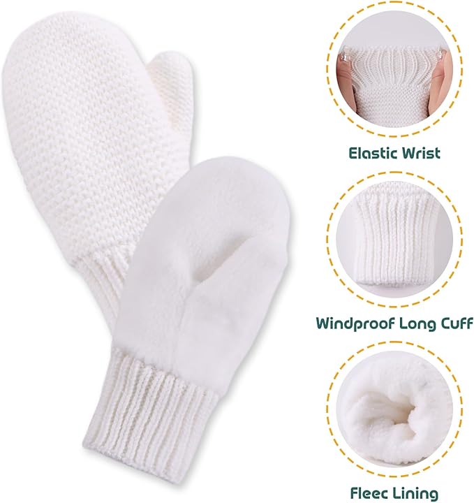 Basic Winter Baby Beanie Gloves Boys Girls Knitted Hat Pompom Kids Earflap Hats Warm Infant Toddler Beanie Mittens Set