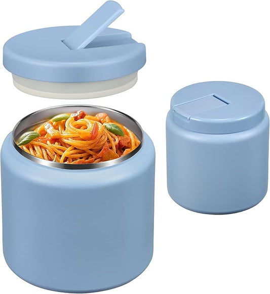 26oz Soup Thermo for Hot Food Kids with Buckle Lid Insulated Vacuum Food Jar Wide Mouth Leakproof Stainless Steel Lunch Container (Blue)