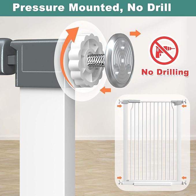 Frail 40.5" Extra Tall Baby & Pet Gate, 54.8"-57.4" Wide, White