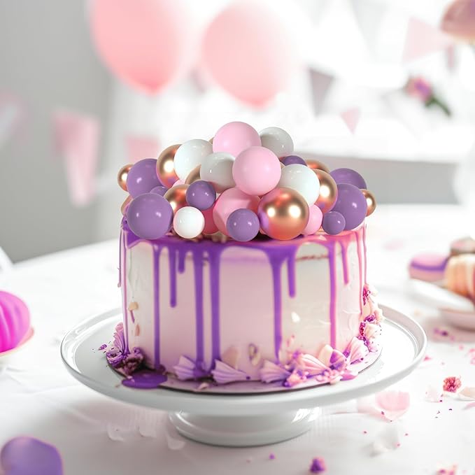75 Pieces Cake Balls Topper Decorations Foam Cupcake Topper Mini Balloon Cake Topper Balls Cake Picks for Cake Deco Birthday Party Wedding（Purple,Pink,Gold,White）