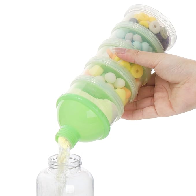 Accmor Formula Dispenser On The Go, 5 Compartments Stackable Formula Container for Travel, Baby Milk Powder Kids Snack Container, BPA Free
