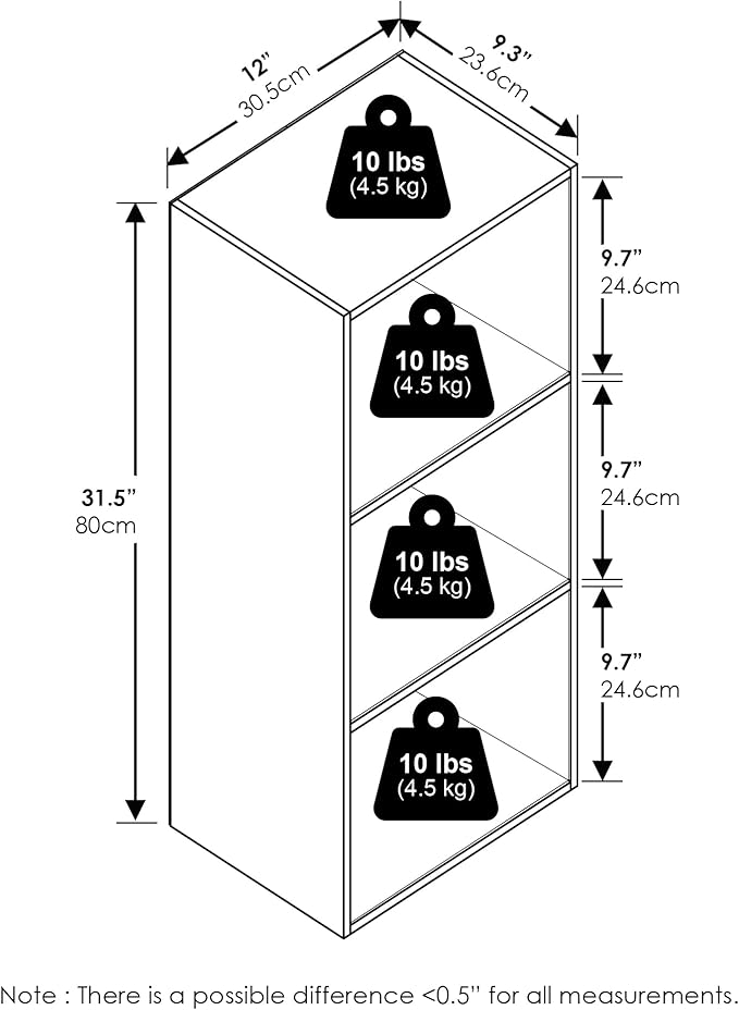 Furinno Luder 3-Tier Open Shelf Bookcase, Bookshelf, Amber Pine