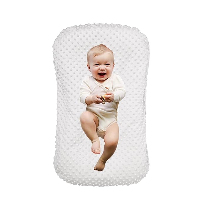Baby Lounger for Newborn,Baby Nest for Newborn Soft Cotton Breathable for Playtime & Relaxation,Flat Babies Essentials Gifts Newborn Lounger for Boys & Girls 0-12 Months(White Bean)