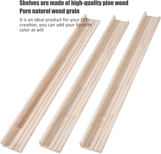 AZSKY 36 Inch Floating Shelves,Wall-Mounted Photo Ledge Shelves Set of 3,Natural Wood Shelves for Display Items What You Want,3 Same Sizes