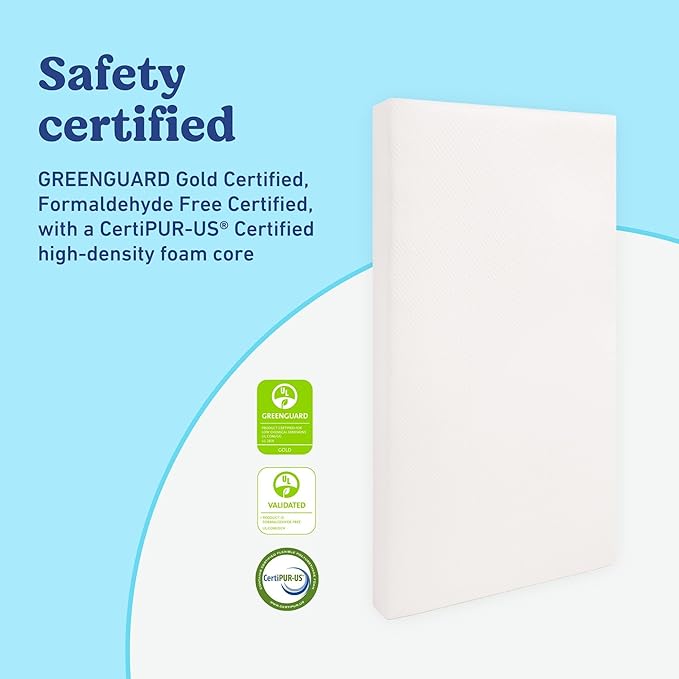 Graco Premium Crib & Toddler Mattress – GREENGUARD Gold Certified, CertiPUR-US Certified Foam, Machine Washable Cover with 100% Waterproof Surface, Fits Standard Full Size Baby Crib and Toddler Bed