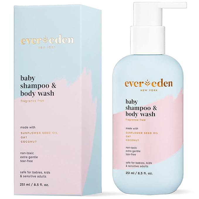 Evereden Baby Shampoo & Body Wash 2-in-1, 8.5 fl oz | Gentle, Non-Toxic, Fragrance-Free, Hydrating Formula for Sensitive Skin