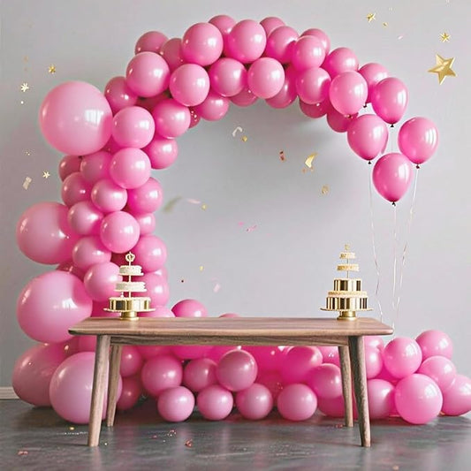 140pcs Dark Pink Round Balloons Different Sizes 18 12 10 5 Inch Latex Balloons for Arch Decoration Party Balloon Kit for Graduation Birthday Party Wedding Balloon Baby Shower Decoration