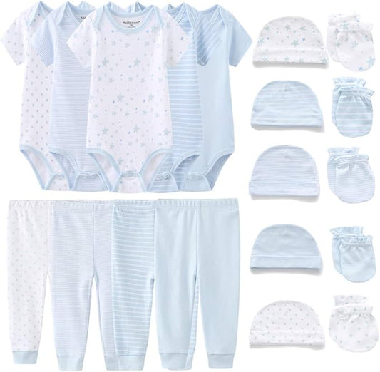 Kiddiezoom Unisex Baby Layette Essentials Giftset Clothing Set 19-Piece For Newborn Baby