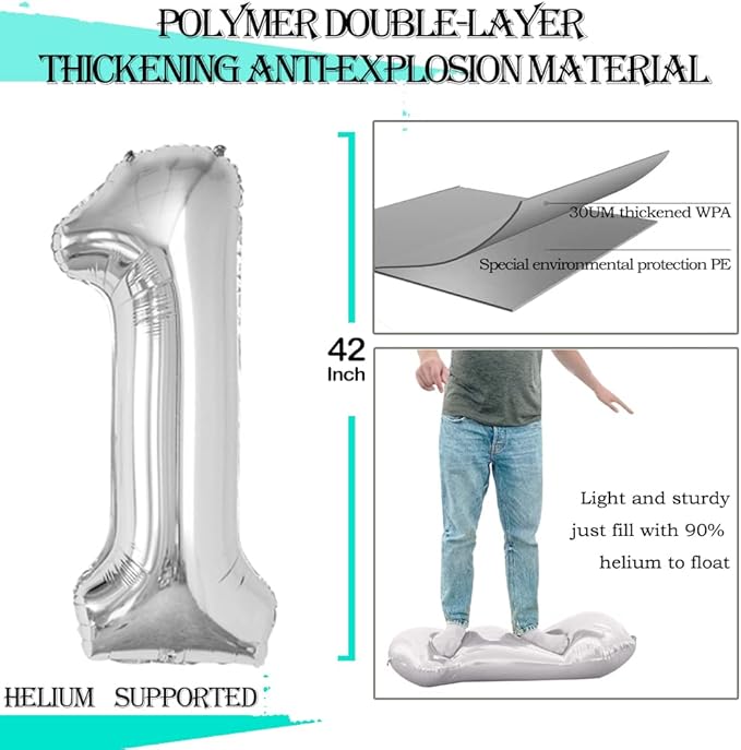 GOER Number 18 Balloons for 18th Birthday Sweet 18 Party Decorations,42 Inch Jumbo Foil Helium 81 Balloons for 81st Birthday Party Decoration (Silver)