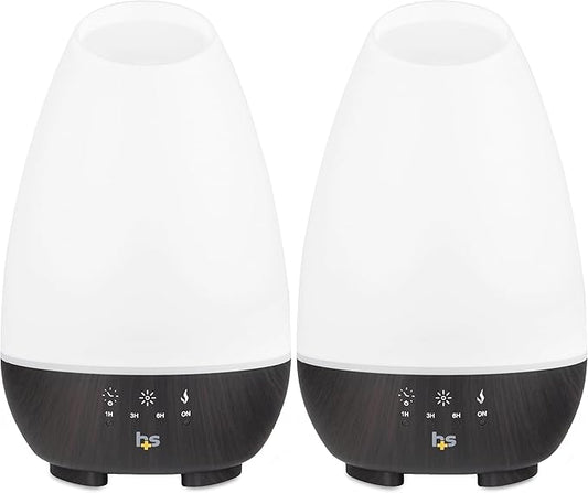 HealthSmart Essential Oil Diffuser, Cool Mist Humidifier and Aromatherapy Diffuser, FSA HSA Eligible with 500ML Tank for Large Rooms, Adjustable Timer, Mist Mode and 7 LED Light Colors, (Pack of 2)