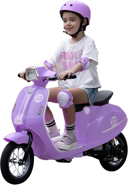Kids Motorcycle, 2 Wheel Electric Motorcycle for Girls Ages 8-14, 24V Ride on Toys with Music, Story, Headlight, 3 Speed Options, Up to 60min Ride Time, for Riders up to 143 lbs, Easy Assemble, Purple