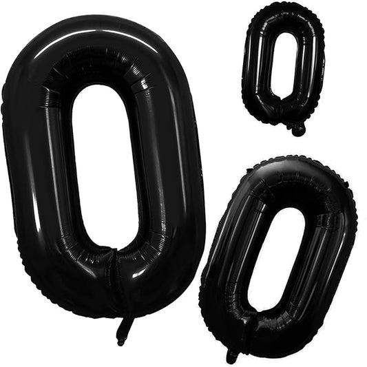 GOER 2 Pcs 42 Inch Black Foil Balloons Number 0 for 10th 20th 30th 40th 50th 60th 70th 80th 90th 100th Birthday Party Supplies Anniversary Decorations