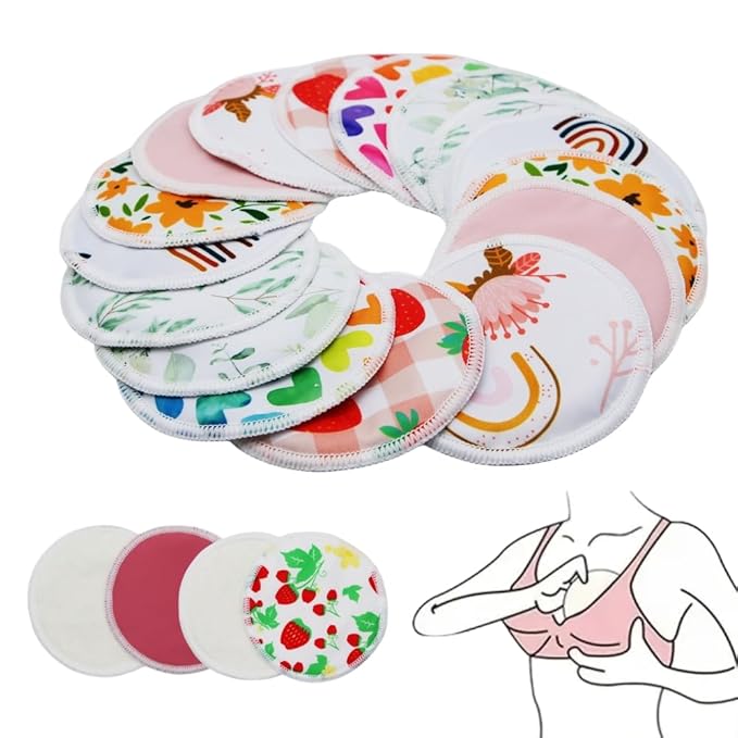 8 pcs(4 Pairs) Random Prints Breast Pads for Nursing Mothers, Reusable and Washable (8pcs Random Prints)