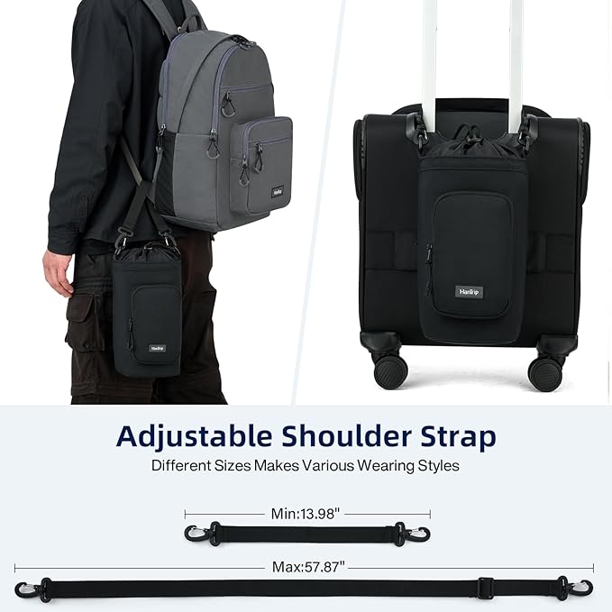 Insulated Water Bottle Carrier Bag with Strap Phone Pocket for 25/32/40/64 oz Tumbler Cup, Water Bottle Holder