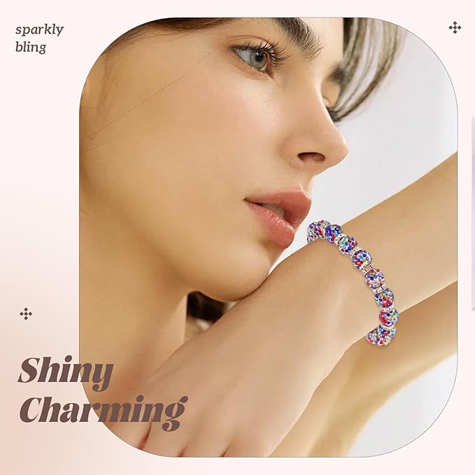 105pcs 10mm Rhinestone Beads for Jewelry Making, White Mixed Shiny Round Disco Ball Beads Bulk, Sparkle Crystal Clay Christmas for Bracelet Baseball Necklace Earring Crafting and DIY