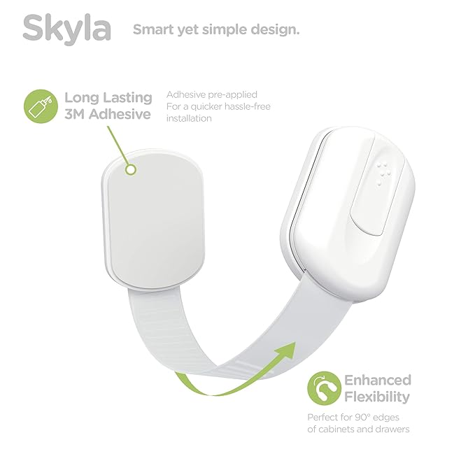 Baby Proofing Child Safety Locks (16 Pack) by Skyla Homes - The Safest, Quickest and Easiest 3M Adhesive Cabinet Latches, No Screws & Magnets, Multi-Purpose for Furniture, Kitchen, Ovens, Toilet Seats