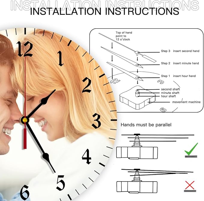 Generic Custom Clocks for Walls Personalized Clocks with Photo Text Logo Customize Gifts for Kitchen Bathroom Home Wedding Friend Family Lover, 10inch-25cm