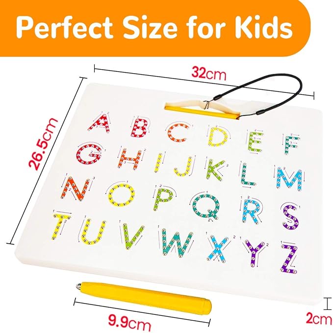 CozyBomB™ Double Sided Magnetic Letter Board - 2 in 1 Alphabet Magnets Tracing Board for Toddlers ABC Letters Uppercase & Lowercase Practicing Gifts for Boys Girls Birthdays Christmas Holidays