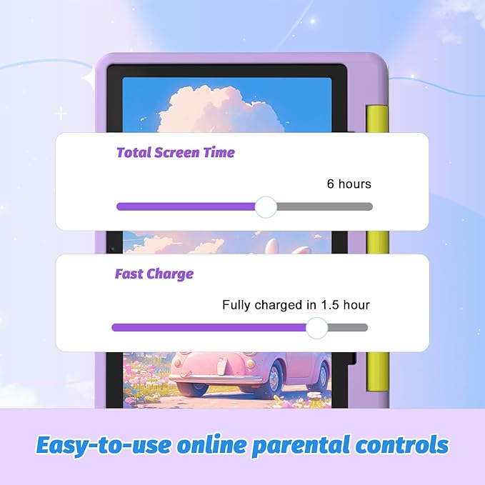 Kids Tablet, Android 14 Tablet for Kids 10 inch Octa-Core with Case, 64GB 1TB TF Card Expandable for Toddler Children, Parental Control, Dual Camera, WiFi,Gift