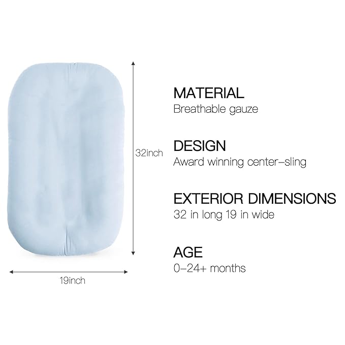 Baby Lounger - Snuggle Cozy Me Infant Lounger for Newborns | Breathable & Soft, Portable Awake-Time Pad, Essential Baby Gift- Blue (Lounger Cover Included)