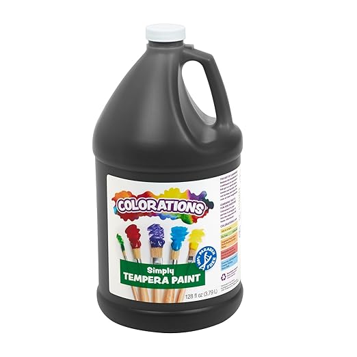 Colorations Paraben-Free Tempera Paint for Kids - 1 Gallon, Vibrant Black. Non-Toxic and Made in the USA, Classroom Must Haves, Bulk Arts and Crafts Supplies