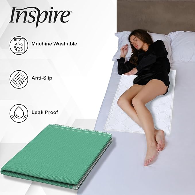 Inspire Washable and Reusable Incontinence Chair or Bed Pads | 3 Pack Waterproof Mattress Pad Chucks Pads | Reusable Bed Pads Washable Waterproof Chux Pads | Pee Pads for Adults Use As Pet Pad