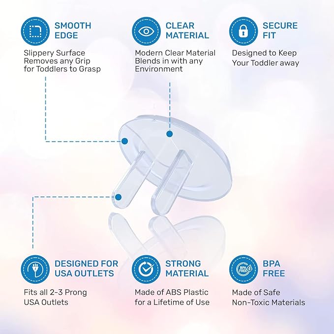 48 Pack Outlet Covers Baby Proofing, Provide Shock Prevention and Easy Installation, Safe and Secure Plastic Plug Covers for Power Sockets (48 Outlet Covers)