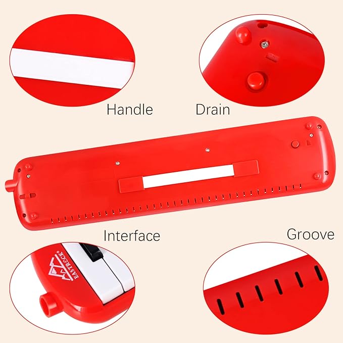 EastRock 37 Key Melodica Instrument Air Piano Keyboard Soprano style Pianica with Mouthpiece Tube Sets and Carrying Bag Black