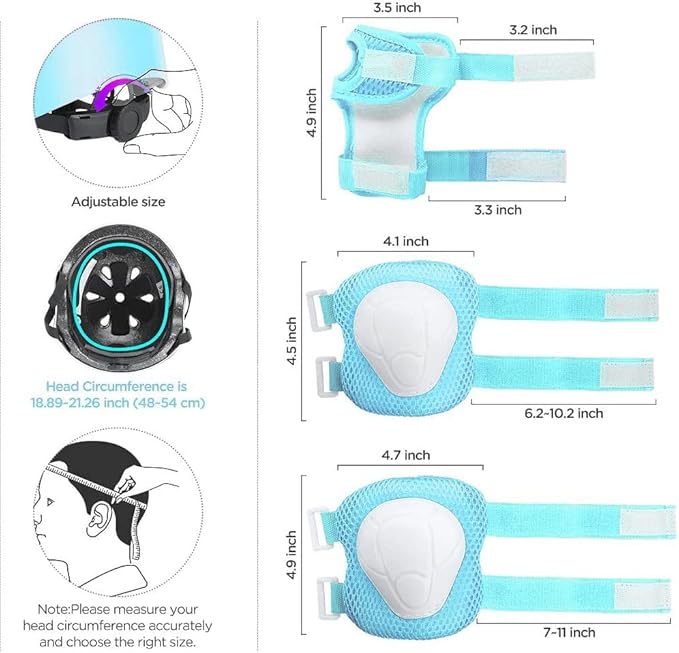 Adjustable Kids Helmet with Knee Pad, Elbow Pads & Wrist Guards - Toddler Bike Helmets for Ages 3-5, 5-8, 8-14 Years - Perfect for Skating, Biking, Cycling, and Skateboard - for Boys and Girls