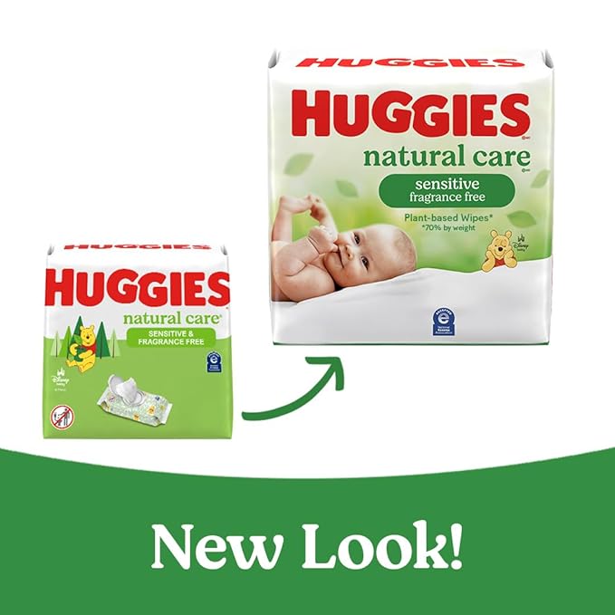 Huggies Natural Care Sensitive Baby Wipes, Unscented, Hypoallergenic, 99% Purified Water, 10 Flip-Top Packs (560 Wipes Total)