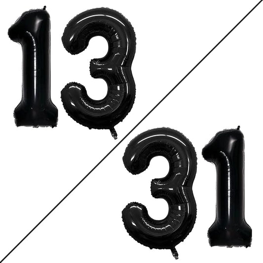 GOER Number 13 Balloons for 13th Birthday Sweet 13 Party Decorations,42 Inch Jumbo Foil Helium 31 Balloons for 31st Birthday Party Decoration (Black)