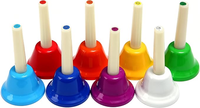 8 Note Hand bells, Colorful Handbells Musical Instrument for Kids Adults School Church Wedding