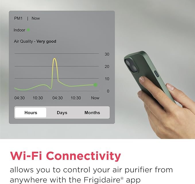 Frigidaire PureA300 XL HEPA Air Purifier with Wi-Fi for Large Rooms, Covers up to 1,685 Sq. Ft., 3-Stage Filtration, Energy Star Certification, Air Quality Monitoring, Smart Mode, Ultra Quiet, White